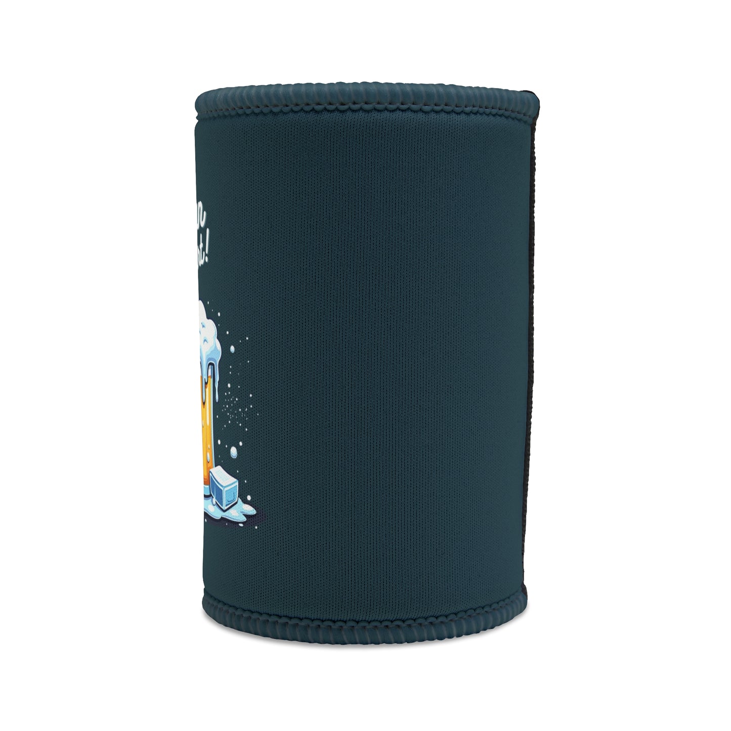Colder Than Ya Ex's Heart stubby cooler in teal neoprene with icy beer mug graphic
