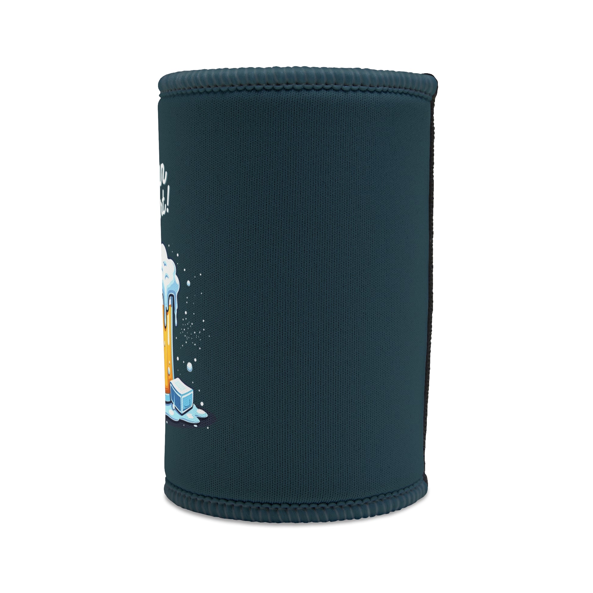 Colder Than Ya Ex's Heart stubby cooler in teal neoprene with icy beer mug graphic