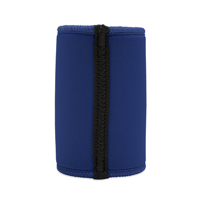 Royal blue neoprene stubby cooler with black seam, blank back view — Cheers Mate Funny Aussie Gift