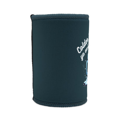 Colder Than Ya Ex's Heart stubby cooler in teal neoprene with icy blue graphic print