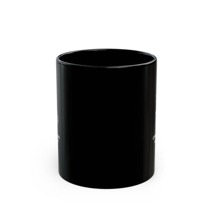 G'Day Mug black ceramic coffee mug with white text print, glossy finish, shown on white background