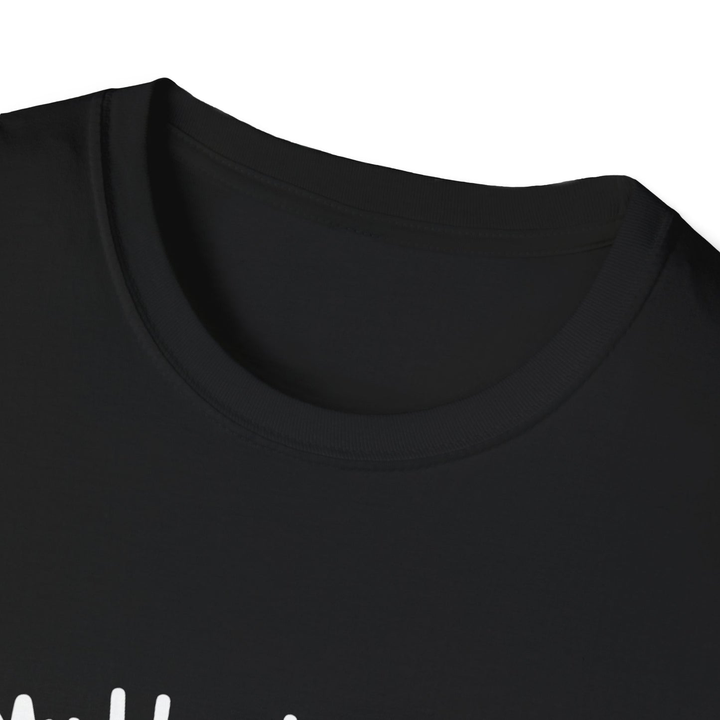 Black unisex softstyle t-shirt close-up showing crew neckline, Blood Type B for Beer funny Aussie gift tee