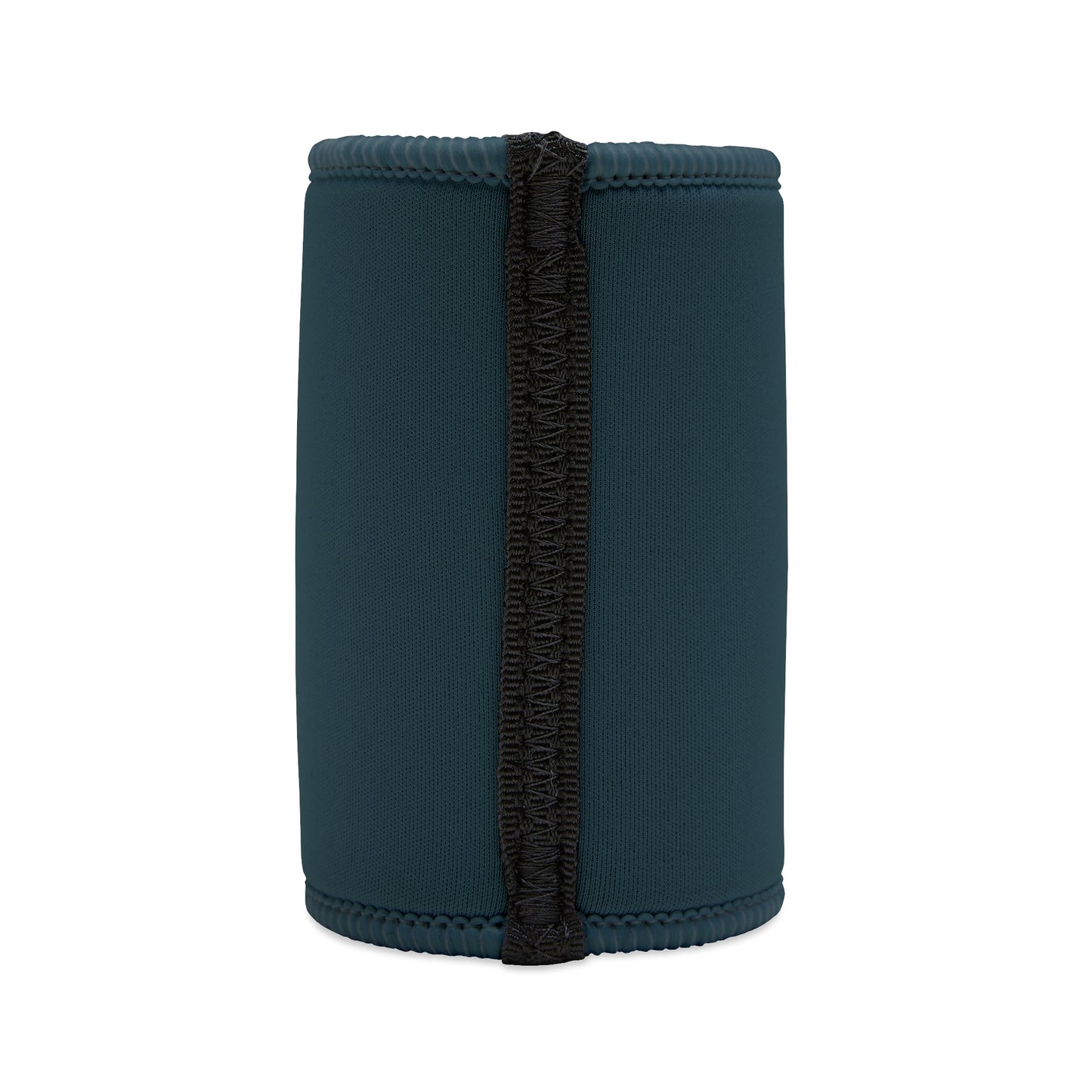 Colder Than Ya Ex's Heart stubby cooler in teal neoprene with black stitched seam, plain back view